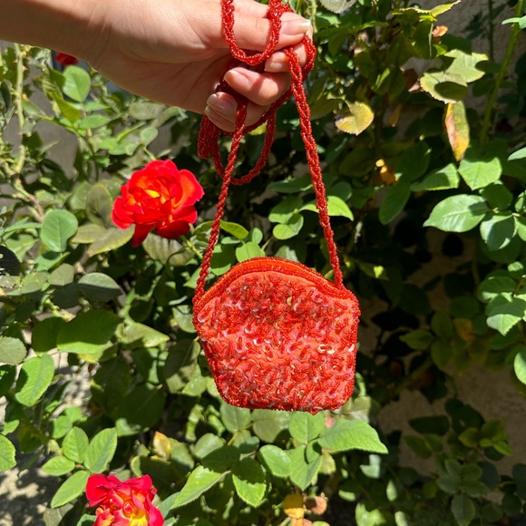 Orange mini beaded bedazzled cross body purse - Picture 4 of 4